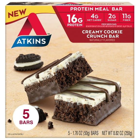 Atkins Creamy Cookie Crunch Meal Bar, 5 Count