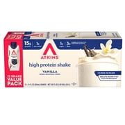 Atkins Creamy Vanilla Protein Shake, High Protein, Low Carb, Low Sugar, Keto Friendly, 12 Count (Value Pack)