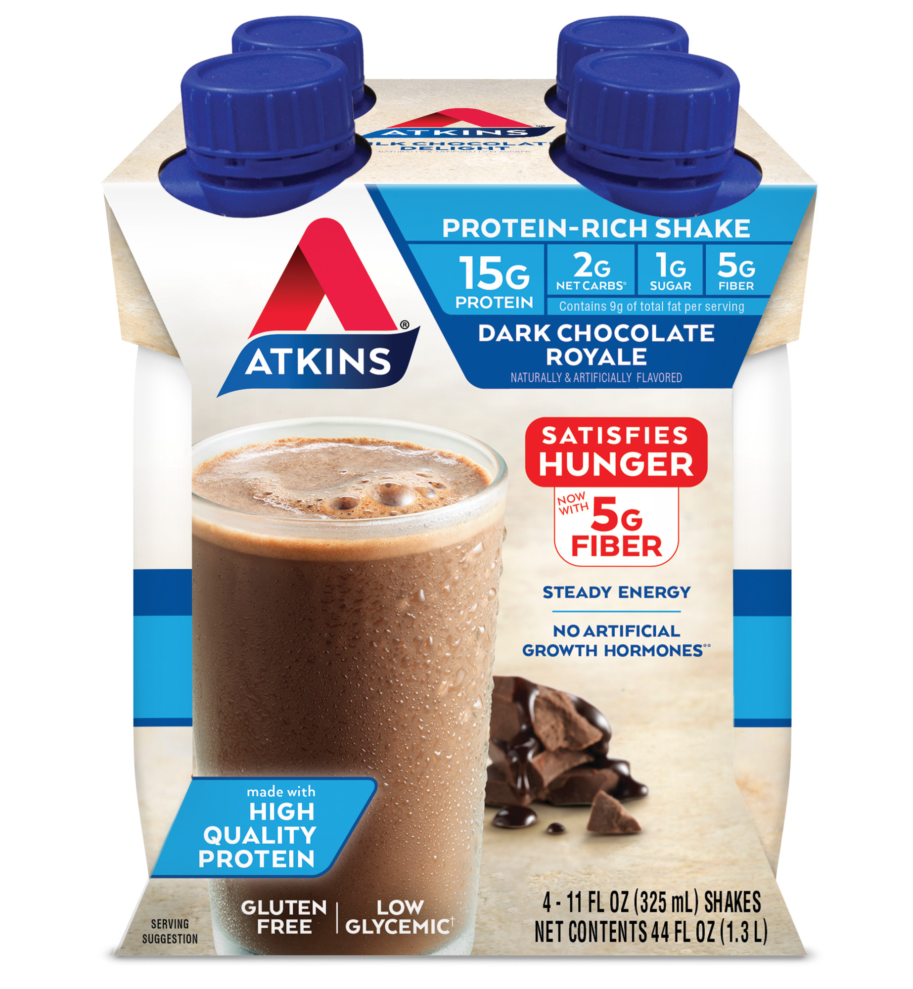 (3 pack) Atkins Dark Chocolate Royale Protein Shake, High Protein, Low Carb, Keto Friendly, Gluten Free, 11fl oz, 4 Ct - image 1 of 9