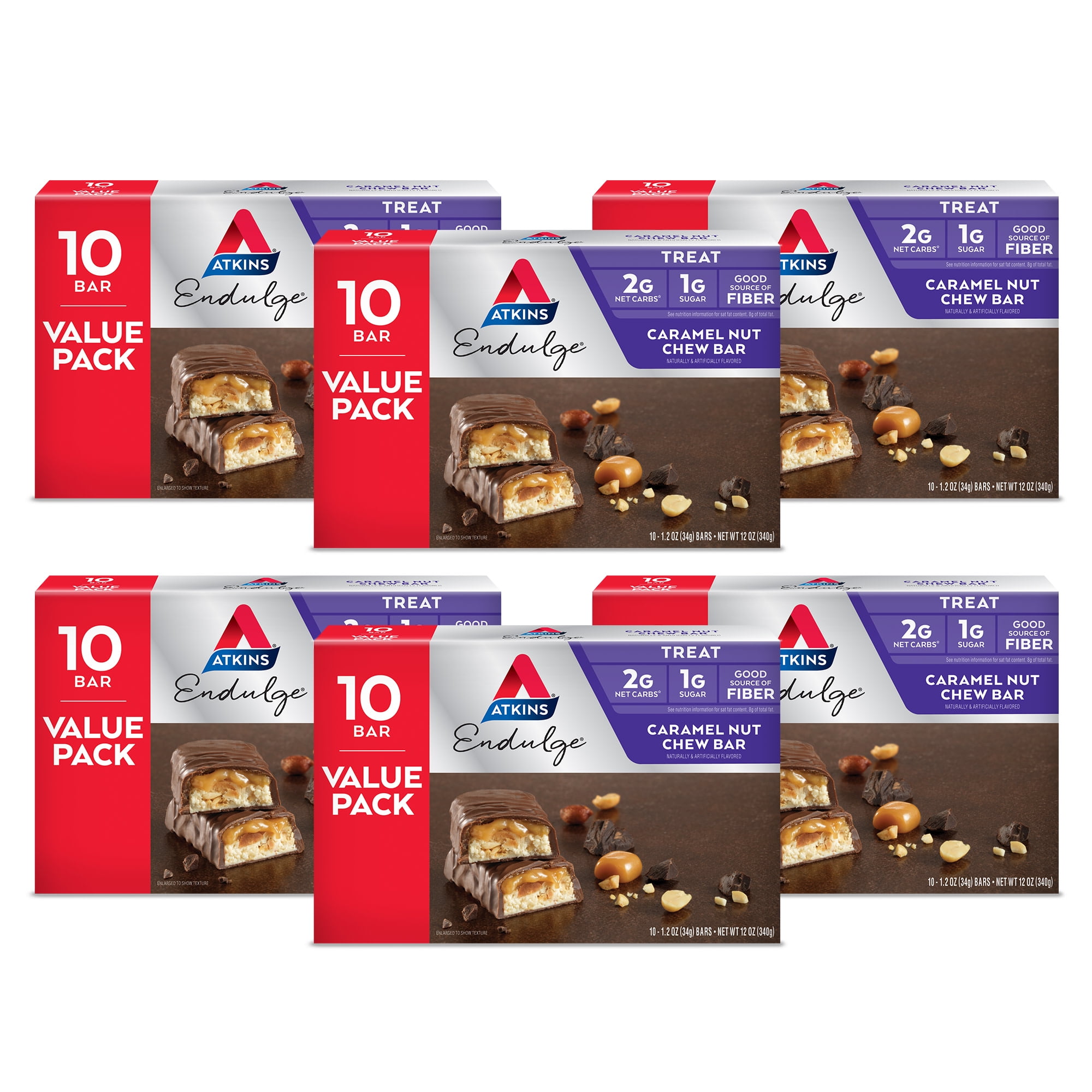 Atkins Endulge Caramel Nut Chew Bar, Dessert Favorite, Low Sugar, Good