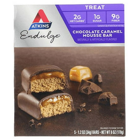 Atkins, Endulge, Chocolate Caramel Mousse Bar, 5 Bars, 1.2 oz Per Bar(pack of 1)