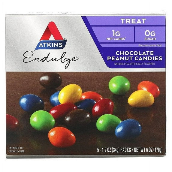 Atkins, Endulge, Chocolate Peanut Candies, 5 Packs, 1.2 oz Pack of 3