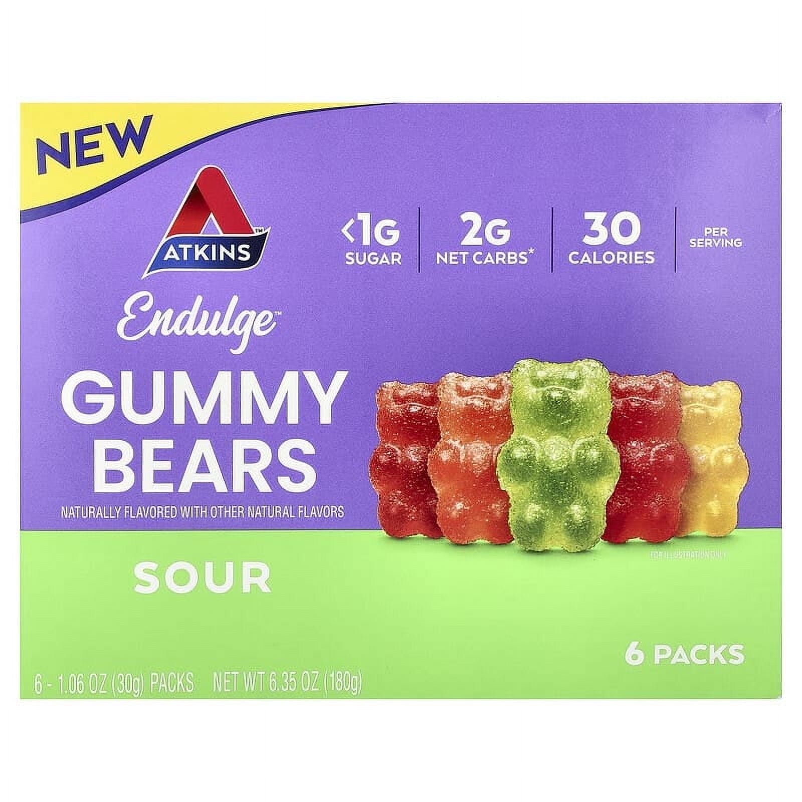 Atkins, Endulge, Gummy Bears, Sour, 6 Packs, 1.06 oz (