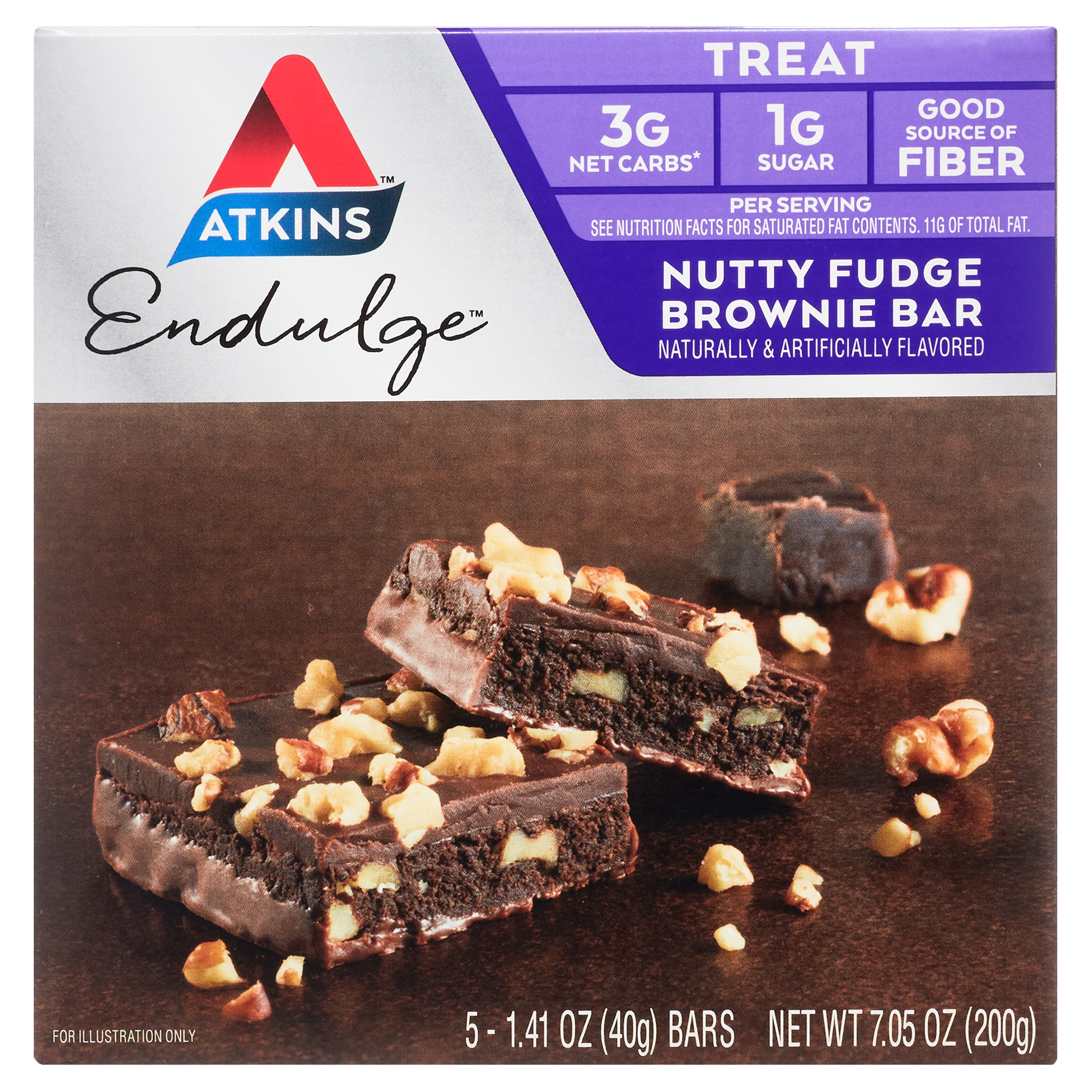 Atkins Endulge Nutty Fudge Brownie, Dessert Favorite, Good Source of Fiber, Low Sugar, 5 Ct - image 1 of 11