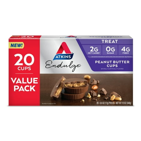 Atkins Endulge Treats, Peanut Butter Cups, Sugar Free Candy, Keto Desserts, Low Sugar Treats, 20 Count (10ct Value Pack)