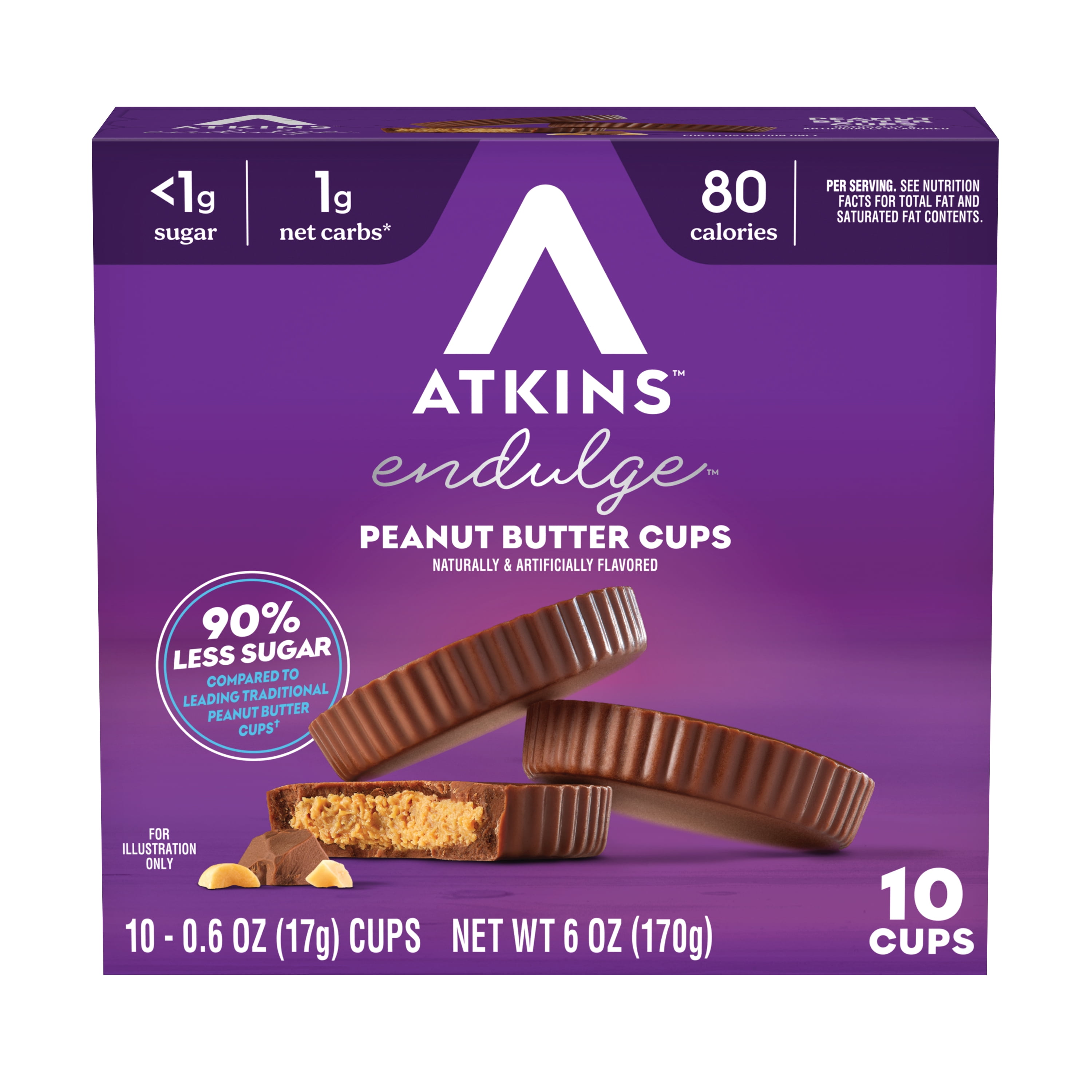 Atkins Endulge Treats, Peanut Butter Cups, Dessert Favorite, Low Carb, Low Sugar, 10 Count