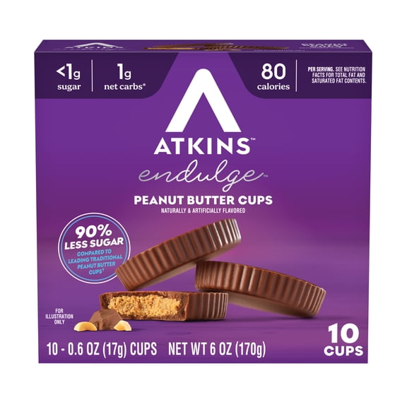 Atkins Endulge Treats, Peanut Butter Cups, Dessert Favorite, Low Carb, Low Sugar, 10 Count