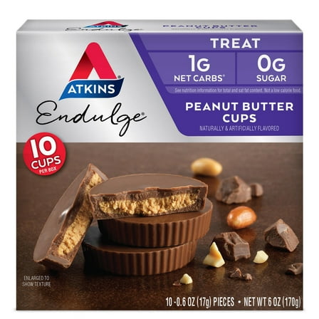 Atkins Endulge Treats, Peanut Butter Cups, Dessert Favorite, Low Carb, Low Sugar, 10 Count