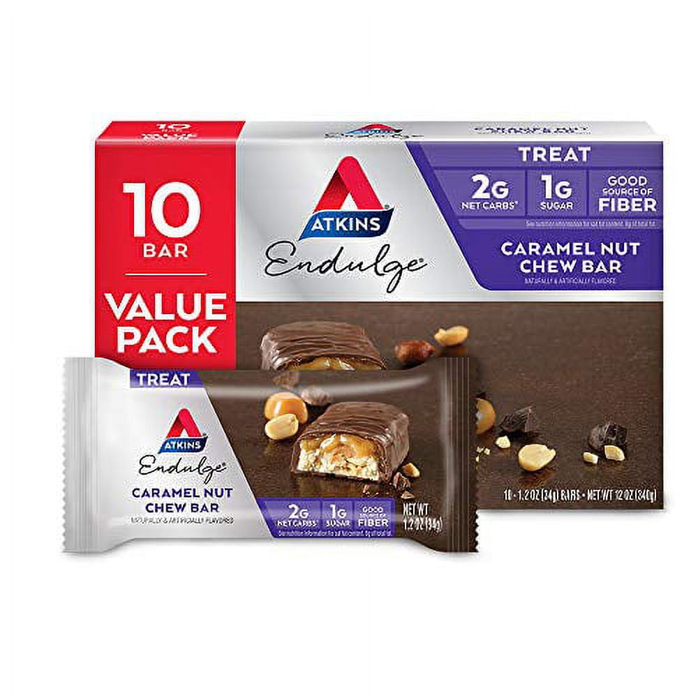 Atkins Endulge Treat, Caramel Nut Chew Bar, Keto Friendly, 10 Count