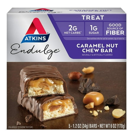Atkins Endulge Treat, Caramel Nut Chew Bar, Keto Friendly, 5 Count