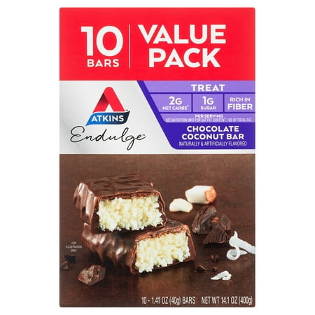 Atkins Endulge Treat, Chocolate Coconut Bar, Keto Friendly, 10 Ct (Value Pk)