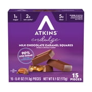 Atkins Endulge Treats, Caramel Chocolate Squares, Low Carb and Low Sugar Snacks, Keto Snacks, Milk Chocolate Treats, 15 Count 5ct