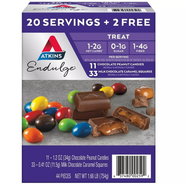 Atkins Endulge Variety Pack, Peanut Candies & Chocolate Caramel Squares