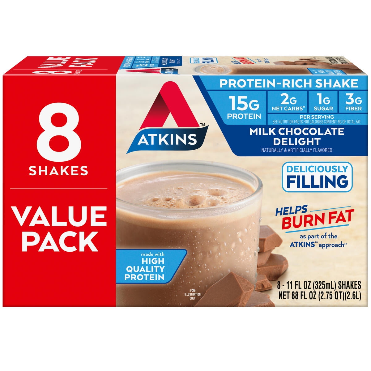 Atkins Gluten Free Protein-Rich Shake, Milk Chocolate Delight