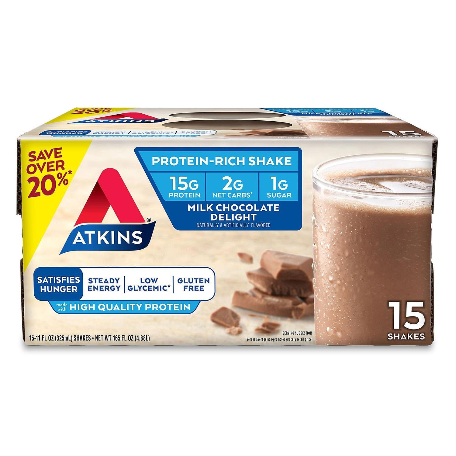 Atkins Gluten Free ProteinRich Shake, Milk Chocolate Delight, Keto
