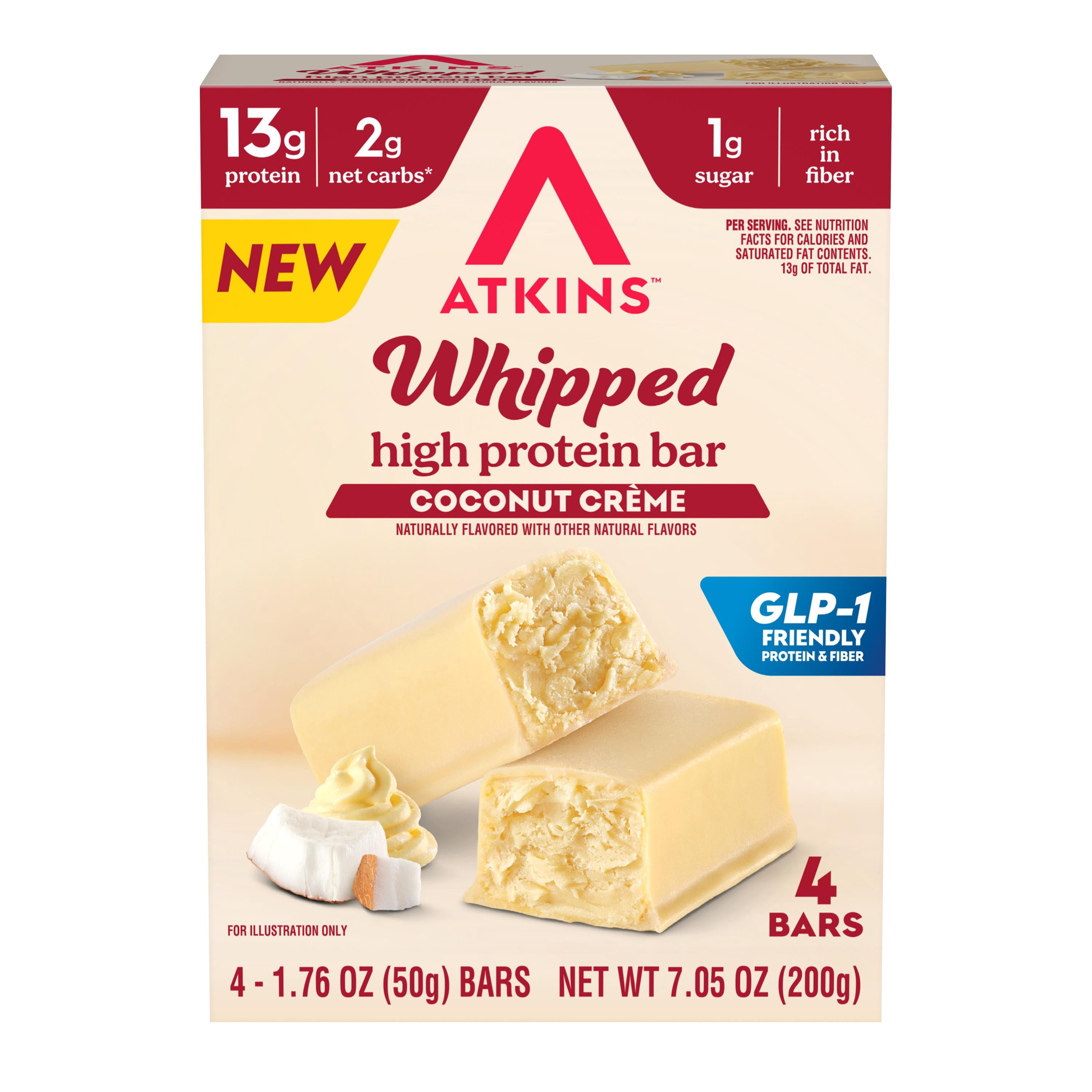 Atkins High Protein Bar, Whipped Bars, Coconut Cream Flavor, 4 Count