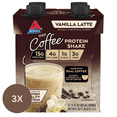 thumbnail image 1 of Atkins Iced Coffee Protein Shake, Vanilla Latte flavor, High Protein, Low Carb, Low Sugar, 3/4 Packs, 1 of 9