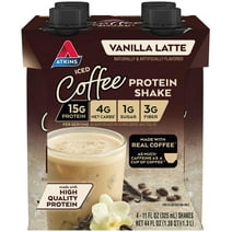 Atkins Iced Coffee Vanilla Latte High Protein Shake, Low Carb, Low Sugar, Keto Friendly, 4 Ct