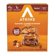 Atkins Keto Treats, Caramel Almond Clusters, Keto Desserts, Low Sugar and Low Carb Snacks, Good Source of Fiber, 8 Count