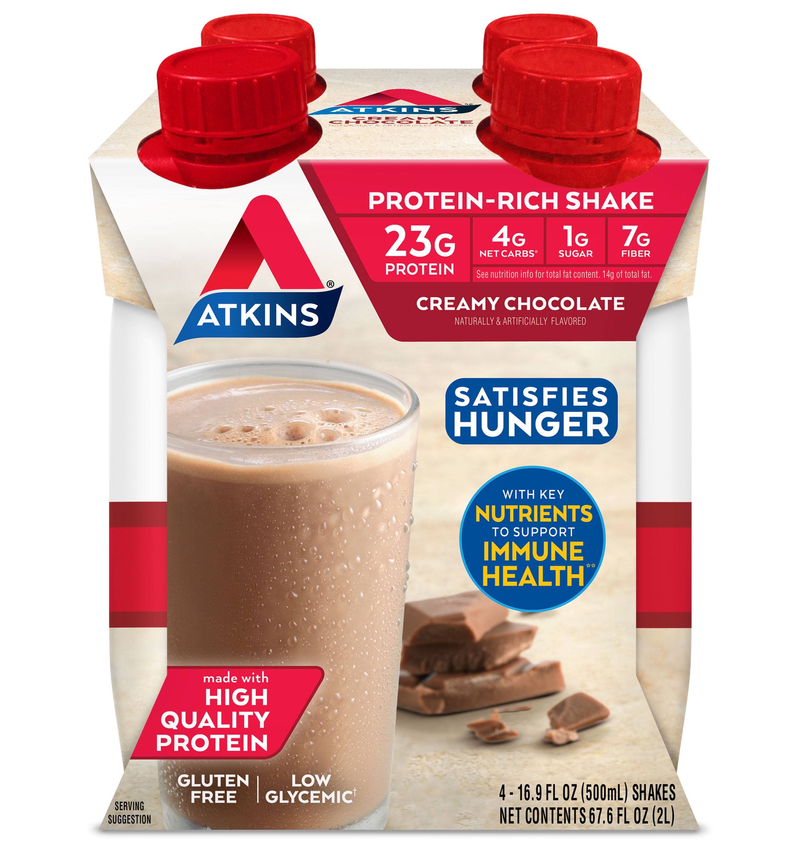 Atkins Meal Protein & Fiber Creamy Chocolate Shake, 11 fl oz, 3/4ct
