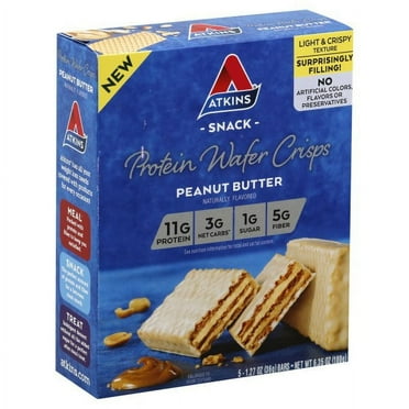 Atkins Peanut Butter Protein Wafer Crisp, 1.27 oz, 5-pack (Snack Bar)