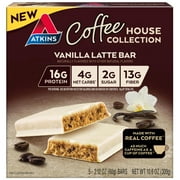 Atkins Protein-Rich Meal Bar, Coffee House Vanilla Latte Bar, Keto Friendly, 5 Count