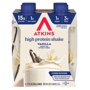 Atkins Protein Shake, Creamy Vanilla, Keto Friendly, Gluten Free, 4 Ct (Ready to Drink)