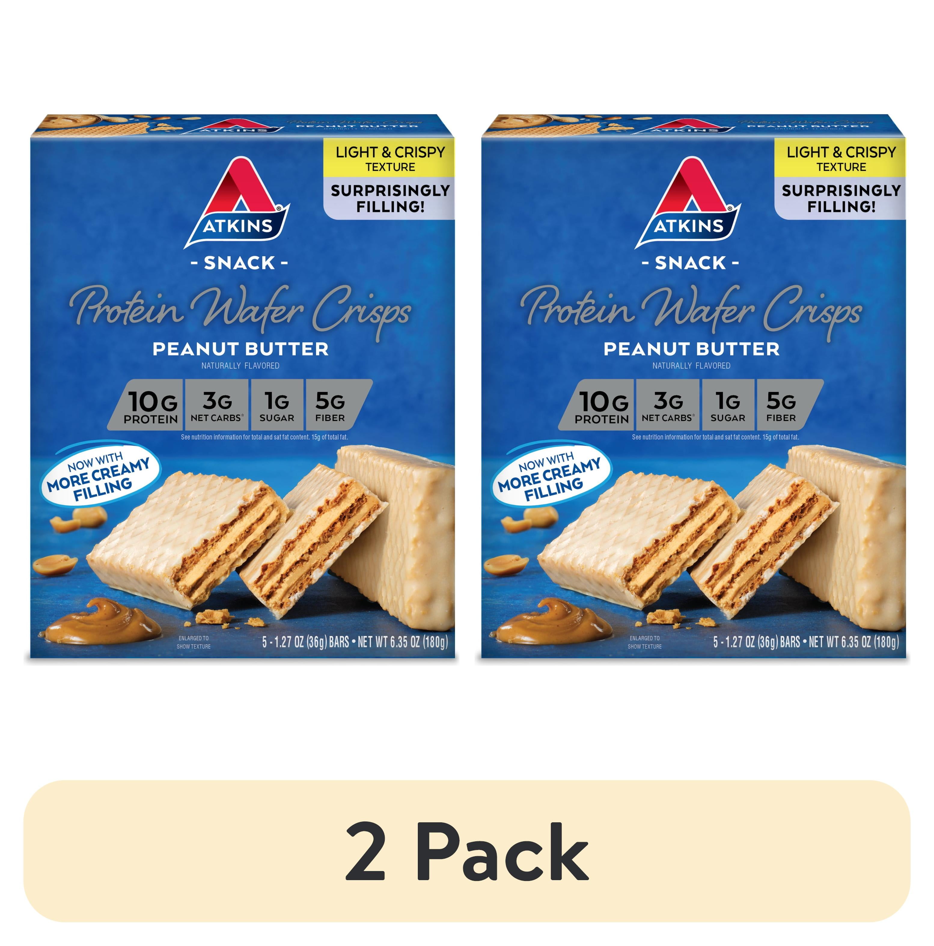 (2 pack) Atkins Protein Wafer Crisps, Peanut Butter, Keto Friendly, 5