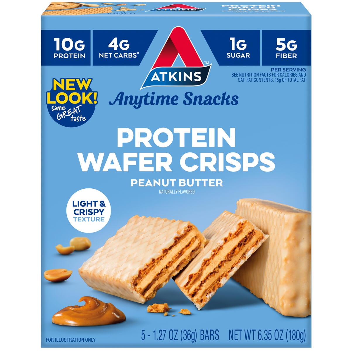 Atkins Protein Wafer Crisps, Peanut Butter, Keto Friendly, 5 Ct
