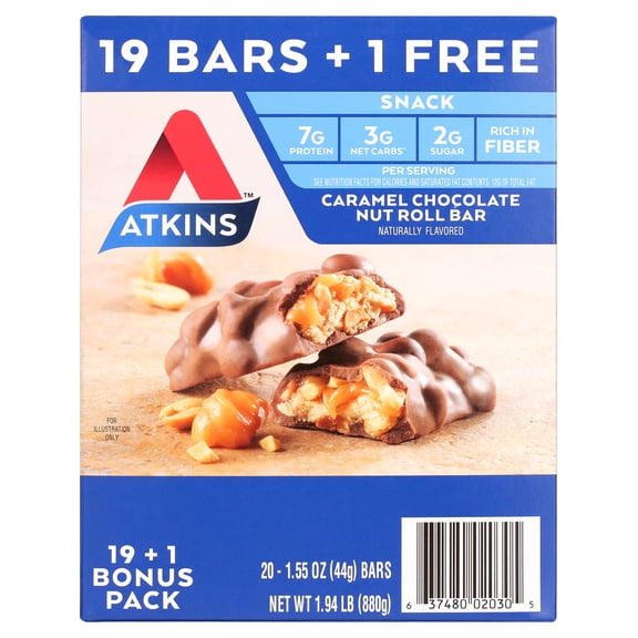 Atkins Snack Bar, Chocolate Nut Roll Bar, Keto Friendly, 20 Count