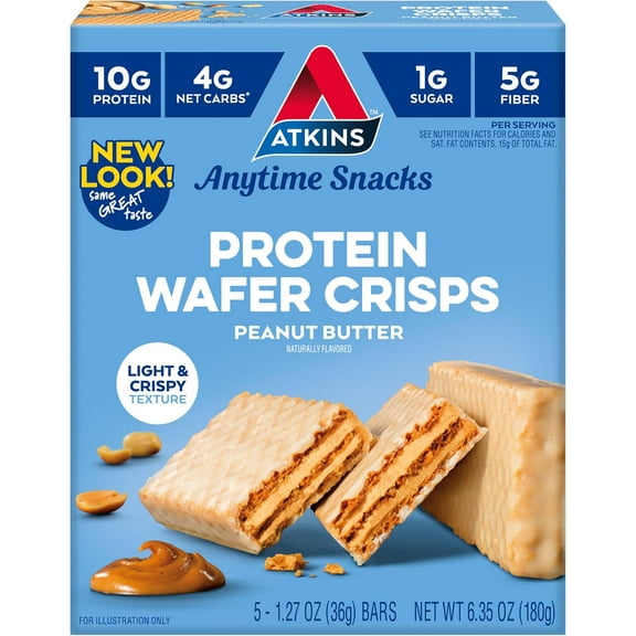 Atkins Snack Protein Wafer Crisps Peanut Butter - 5 Crisps Pack of 2