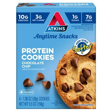 Atkins Soft and Chewy Chocolate Chip Protein Cookie, Keto Friendly, High Protein, Low Carb, 4 Count