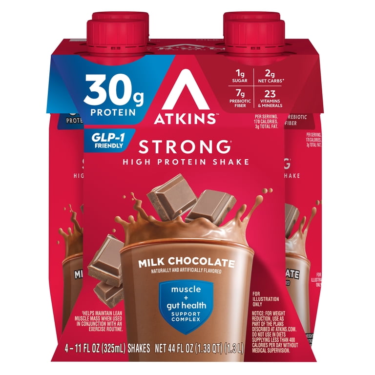 Atkins, High Protein Shake, Milk Chocolate, 30g of Protein, 4