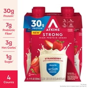 Atkins Strong, High Protein Shake, Strawberry Flavor, 30g of Protein, 4 Count