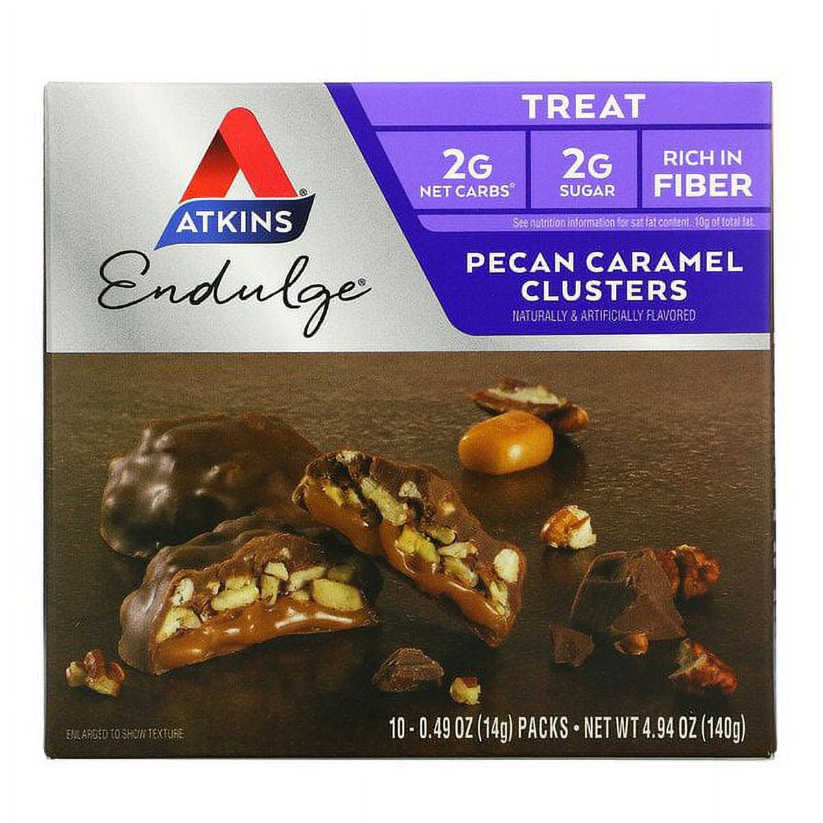 Atkins, Treat, Pecan Caramel Clusters, 10 Packs, 0.49 oz Pack of 2