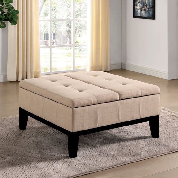 Atkinson Fabric Storage Ottoman, Beige