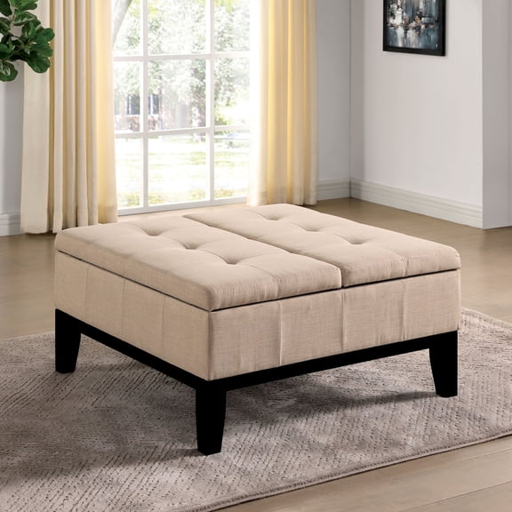 Atkinson Fabric Storage Ottoman, Beige