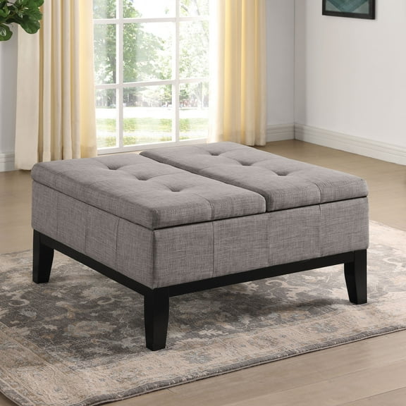 Atkinson Fabric Storage Ottoman, Light Gray