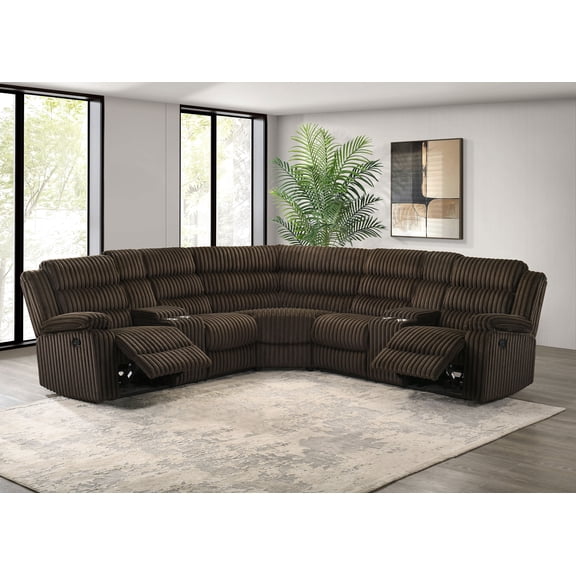 Atkinson Upholstered Reclining Sectional Sofa Chocolate