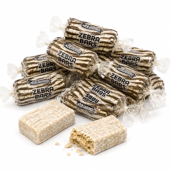 Atkinson's Zebra Bars Peanut Butter Bars Candy 2 lb Plastic Bag 120 Wrapped Pieces