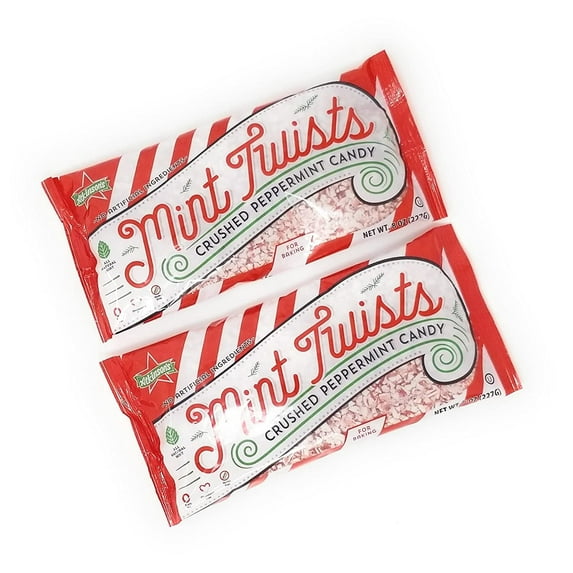 Atkinson's Mint Twists Crushed Peppermint Candy for Baking 8 Ounces 2 Bags 16 oz