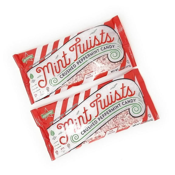 Atkinson's Mint Twists Crushed Peppermint Candy for Baking 8 Ounces 2 Bags 16 oz