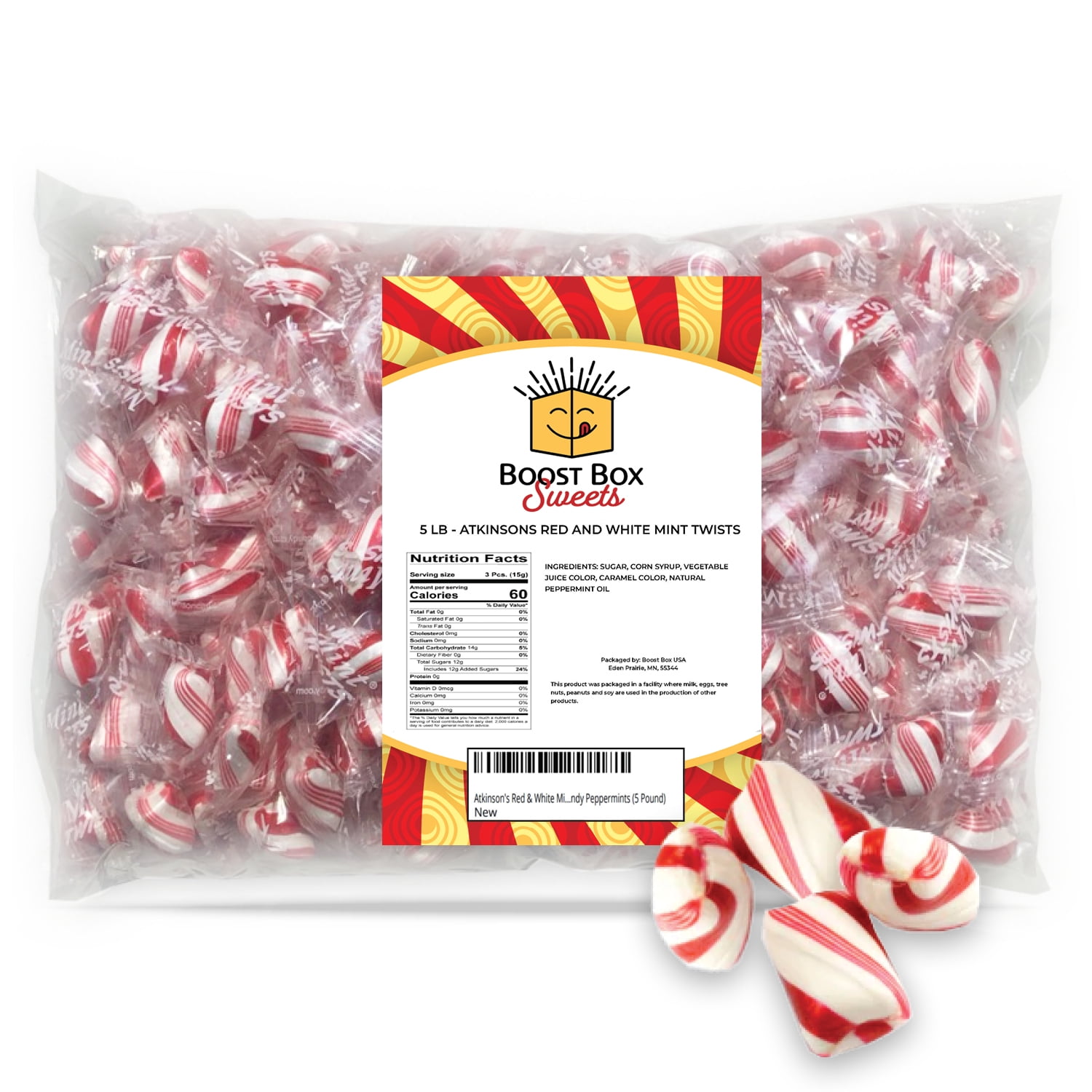 Atkinson's Red & White Mint Twists Individually Wrapped Hard Candy ...