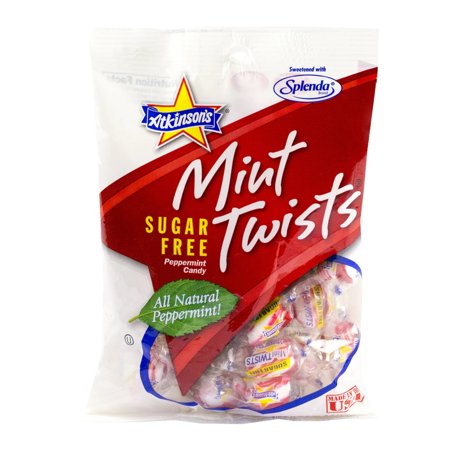 Atkinson's Sugar Free Mint Twists Hard Candy, 3.75 Ounce Peg Bag