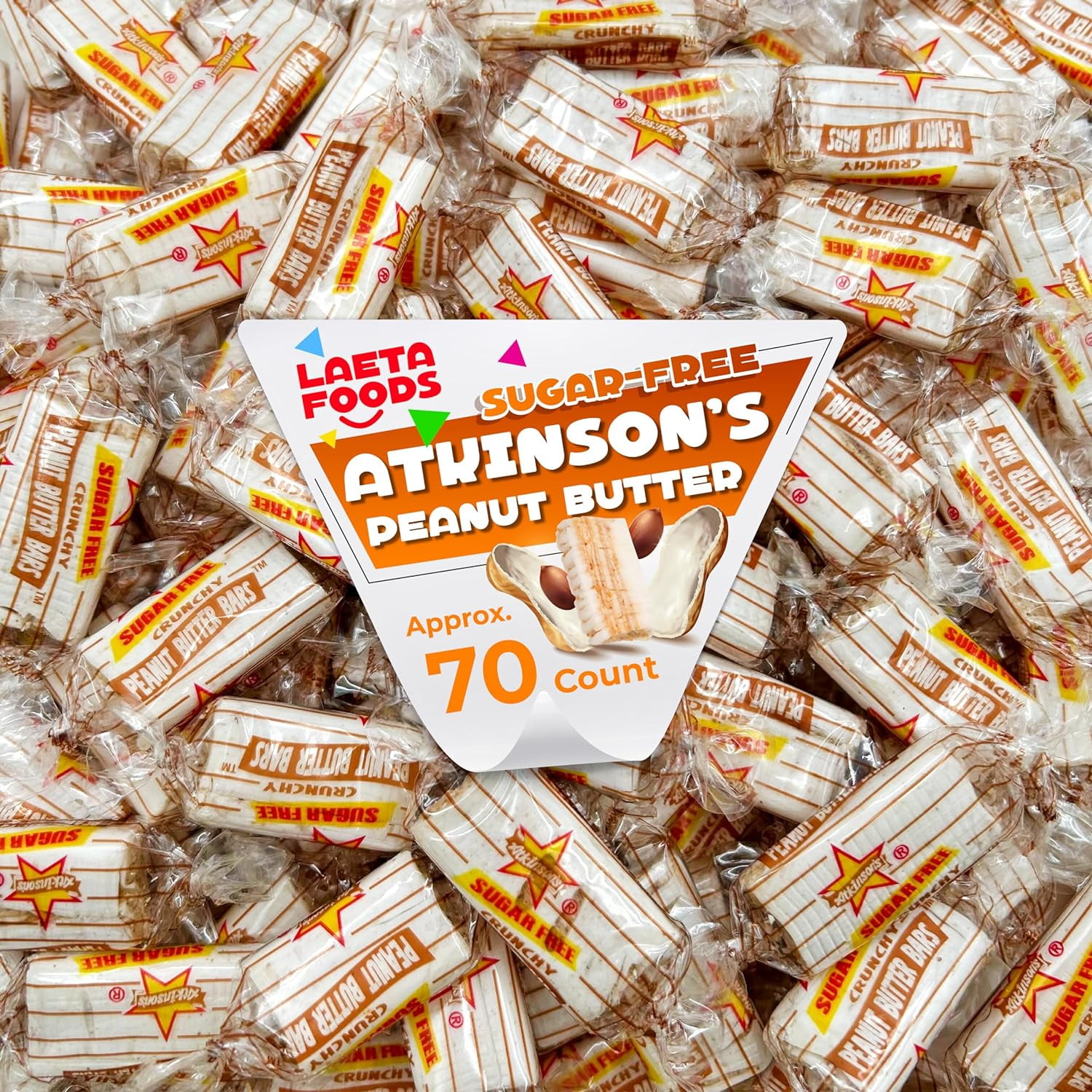 Atkinson's Sugar-Free Peanut Butter Candy Bars (1 Pound Bag - Approx. 70 Count)