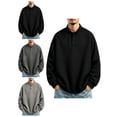thumbnail image 1 of Atkumj Crewneck Sweatshirt Trendy Waffer Knit Henley Neck Long Sleeve Sweatshirt Versatile Solid Color Men Pullover for Fall Winter M, 1 of 5