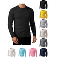 thumbnail image 1 of Atkumj Men Undershirts Casual Ribbed Vertical Rib Knit Crew Neck Sweaters Versatile Slim Fit Solid Color Long Sleeve Mens Pullover Sweaters for Fall Winter L, 1 of 3