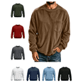 thumbnail image 1 of Atkumj Men's Corduroy Sweatshirts Casual Solid Color Crewneck Sweatshirt Fashion Fall Ribbed Texture Long Sleeve Pullover Tops with Chest Pocket L, 1 of 7