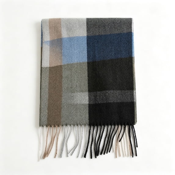 Atkumj Men's Scarf Trendy Warm Cozy Tassels Winter Scarf for Cold Weather