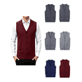 thumbnail image 1 of Atkumj Men's Sweater Vests with Front Pockets Comfy Cable Knit Button Pullover Sweaters Vest Casual Solid Color Sleeveless Fall Vest XL, 1 of 6
